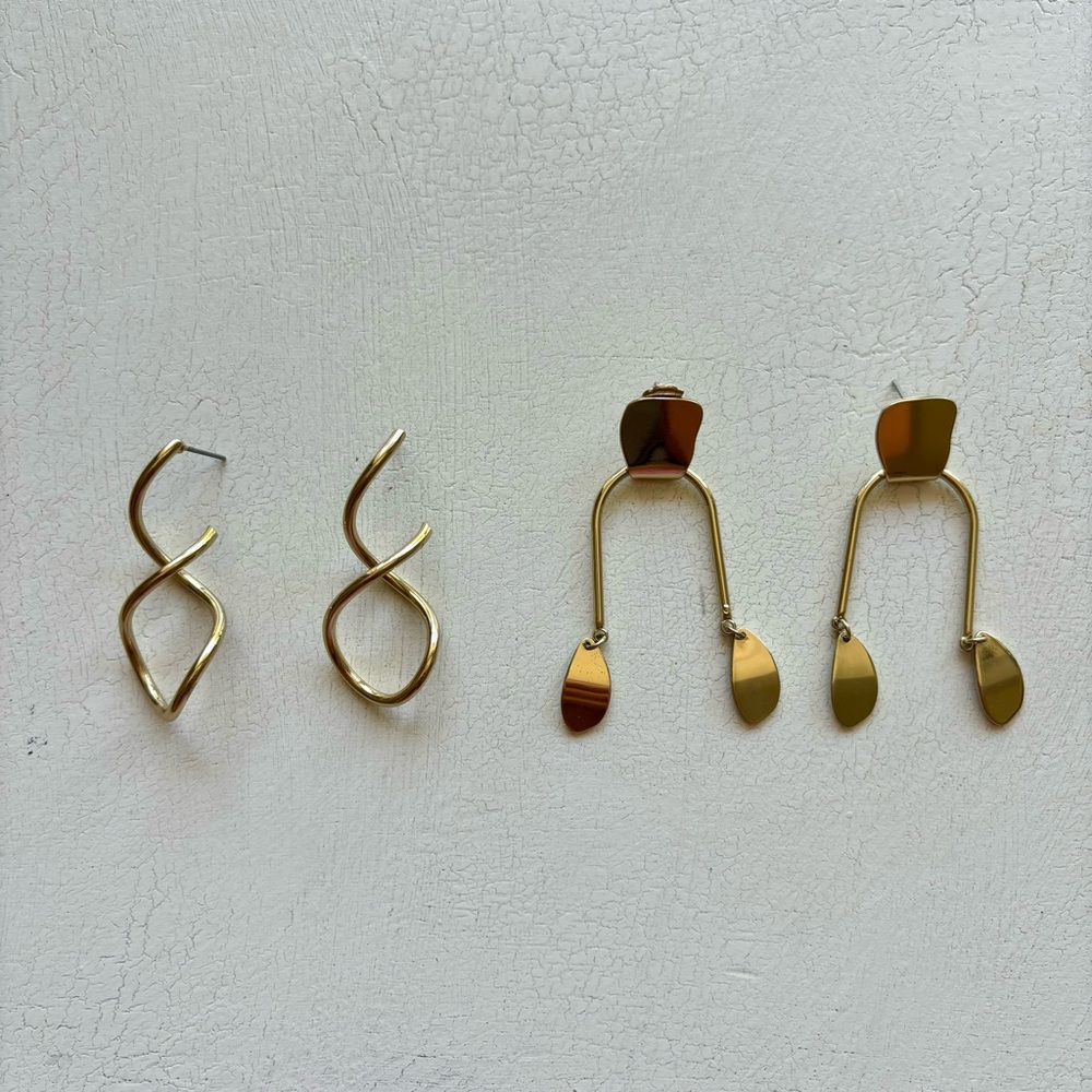 Bundle of 2 Gold Statement Earrings